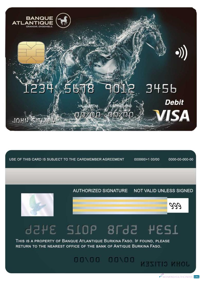Download Burkina Faso Atlantique bank visa card Photoshop template
